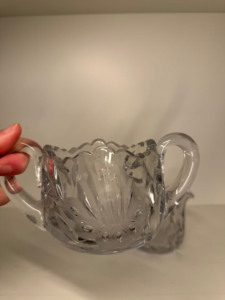 Vintage Glass Sugar & Creamer