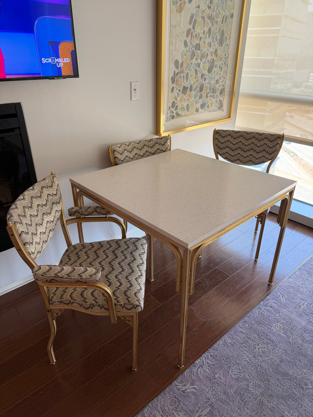 Mid-Century Card Table with Four Chairs
