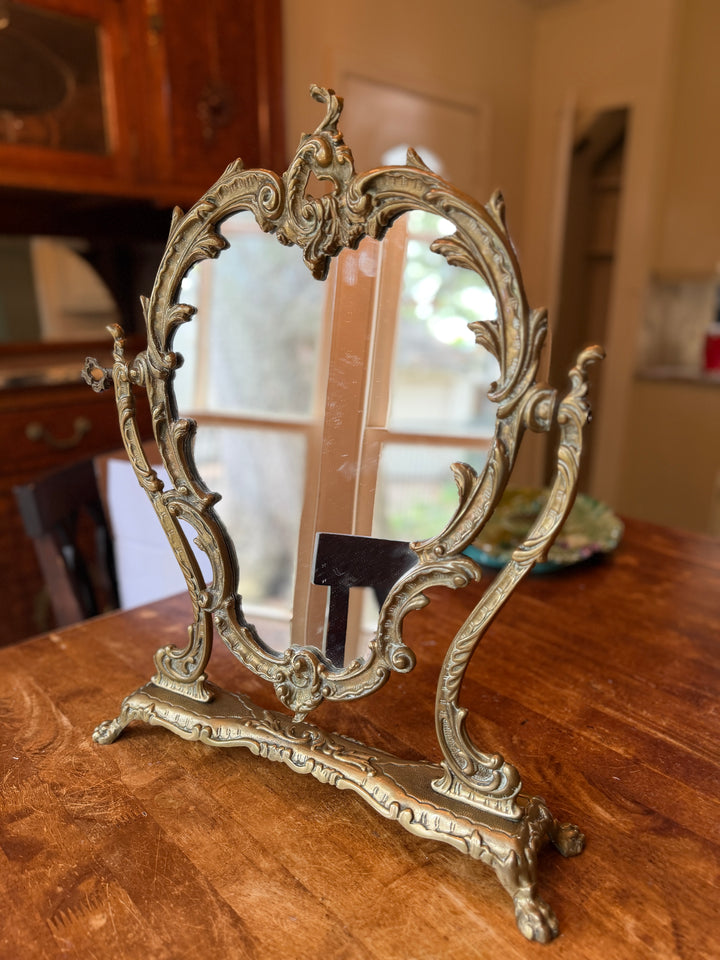 Antique French Brass Mirror