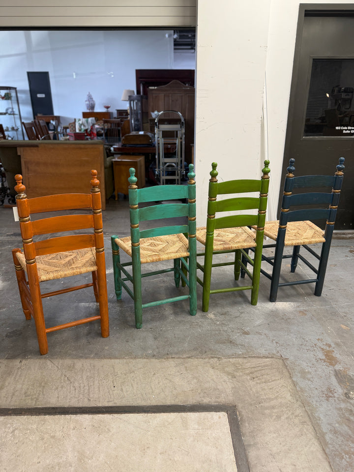 Handpainted Vintage Wooden Chairs - Set of 4