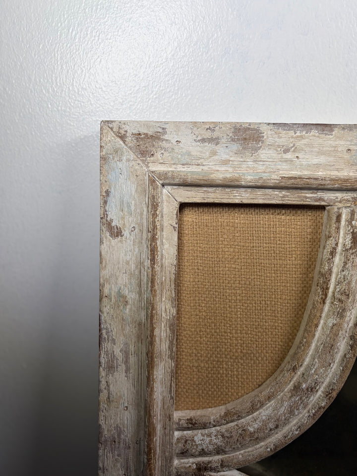 Pair of Distressed Wood Wall Candle Sconces with Burlap Panels
