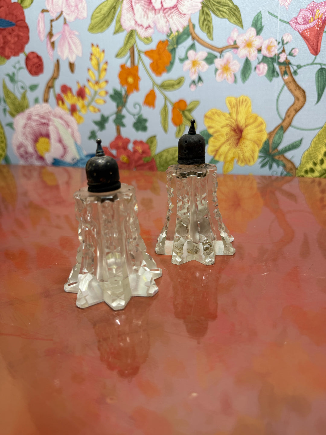 Cut Glass Salt and Pepper Shakers