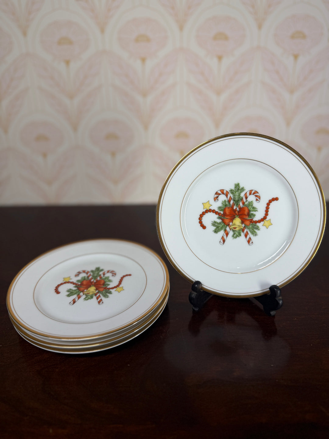 Fitz and Floyd 4 Candy Cane Small Plates