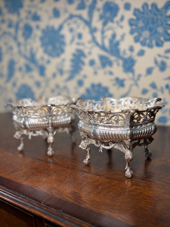 Pair of Antique Silver Plated Footed Bowls