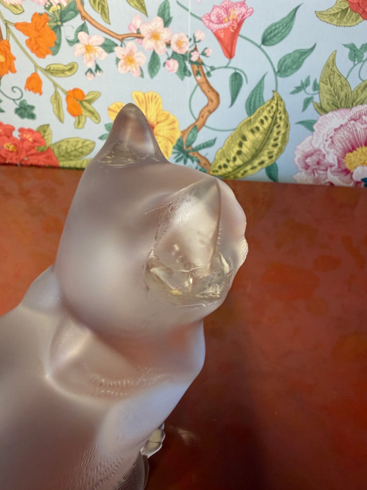 Lalique Cat with Double Chipped Ear