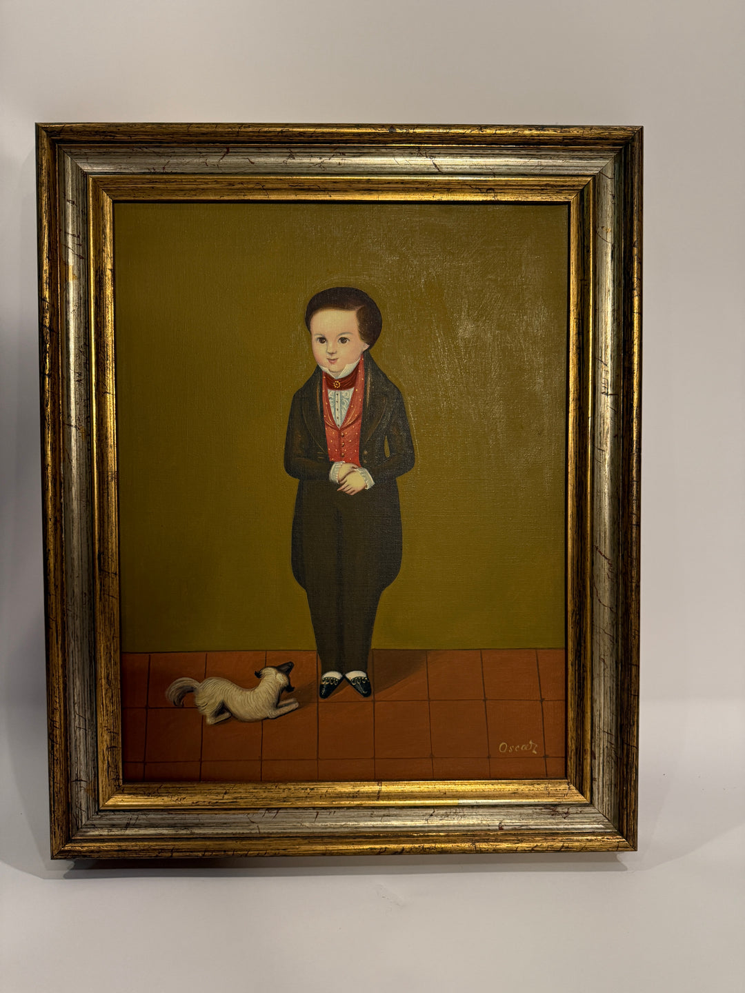 Original Oscar Bernach Oil Paintings - Set of 2, Girl and Boy