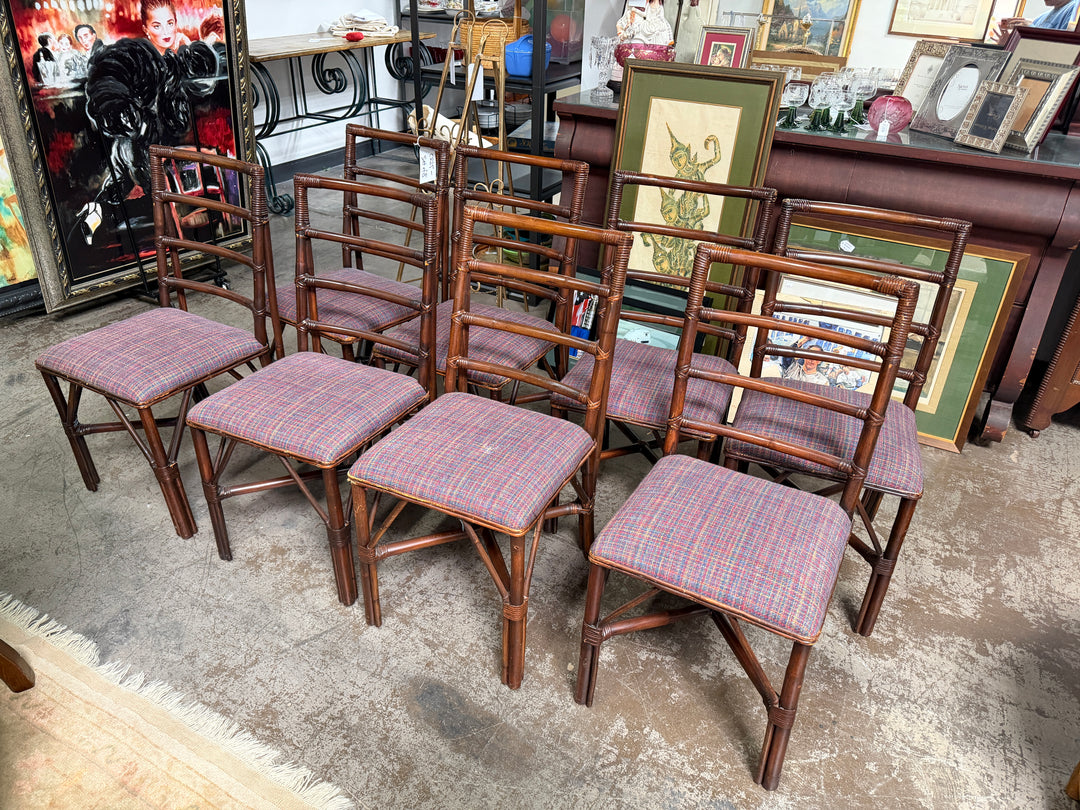 Set of 8 Vintage Bamboo and Rattan Chairs