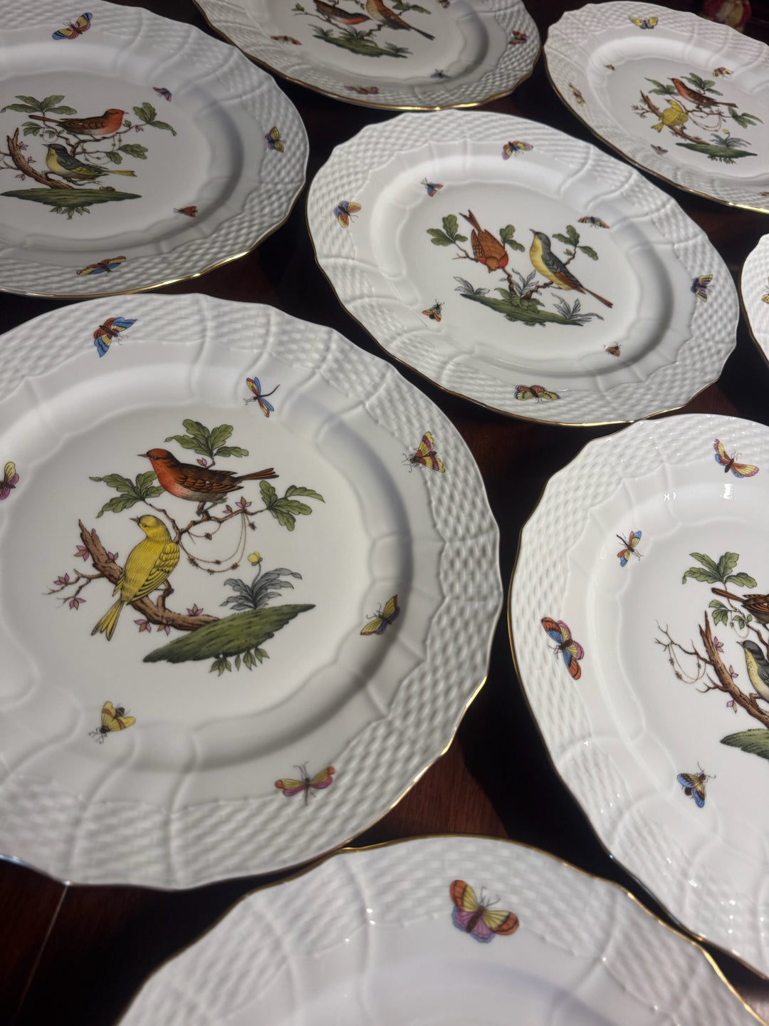 8 Herend Rothschild Dinner Plates (#1527)