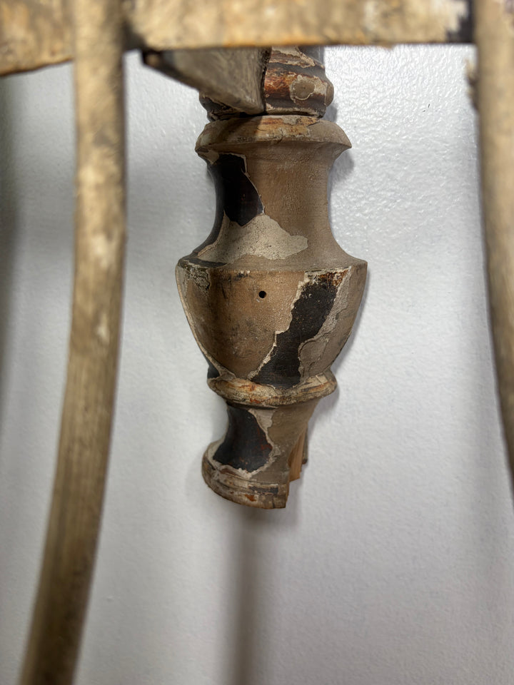 Pair of Painted Iron & Wood Three-Arm Wall Candle Sconces