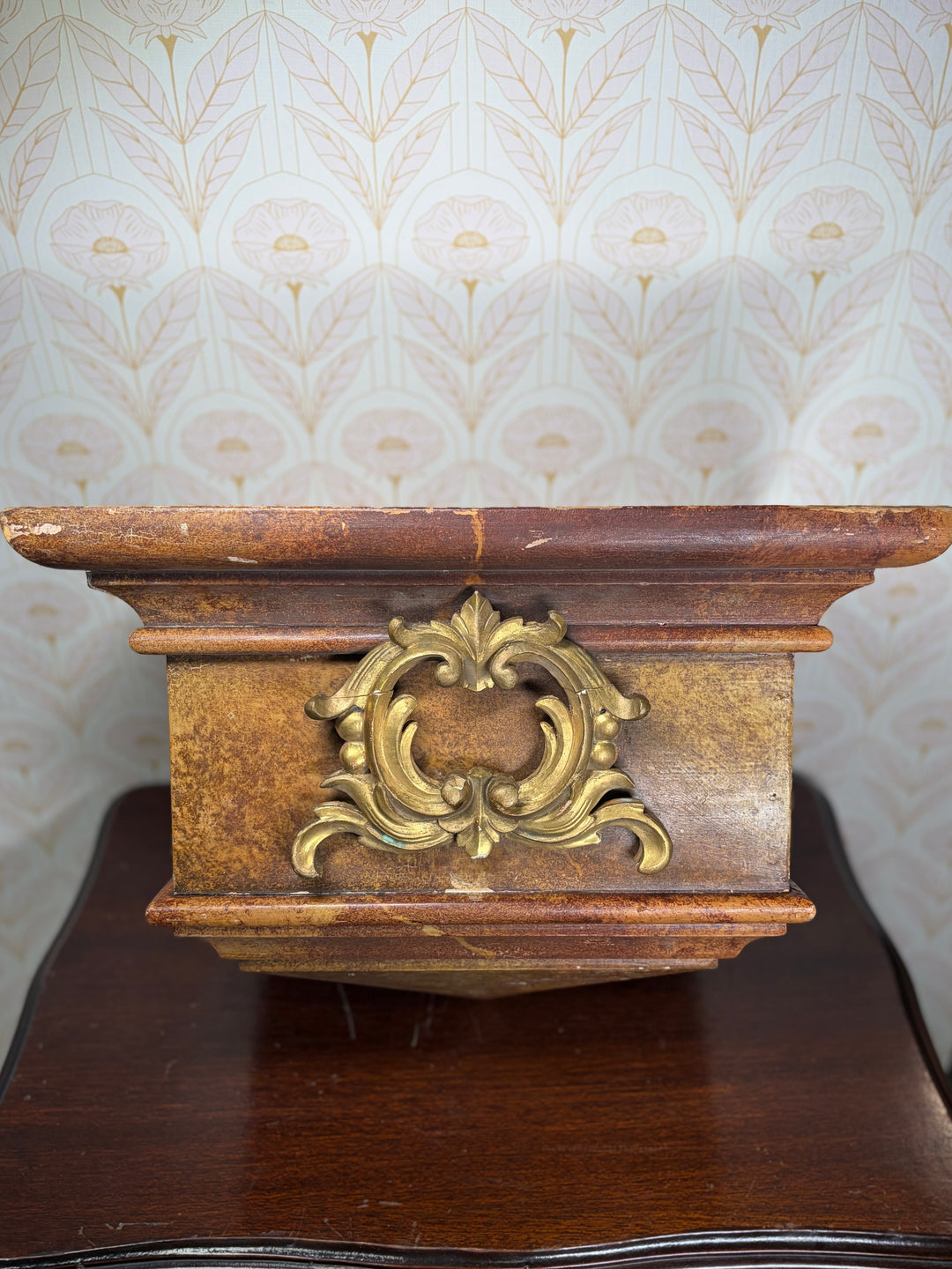 Decorative Wooden Wall Bracket with Gilt Rococo Hardware