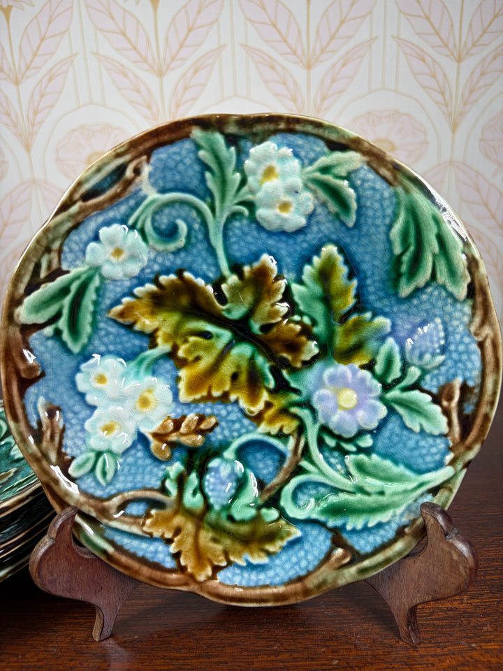 Set of Four 19th Century Swedish Majolica-Style Dessert Plates