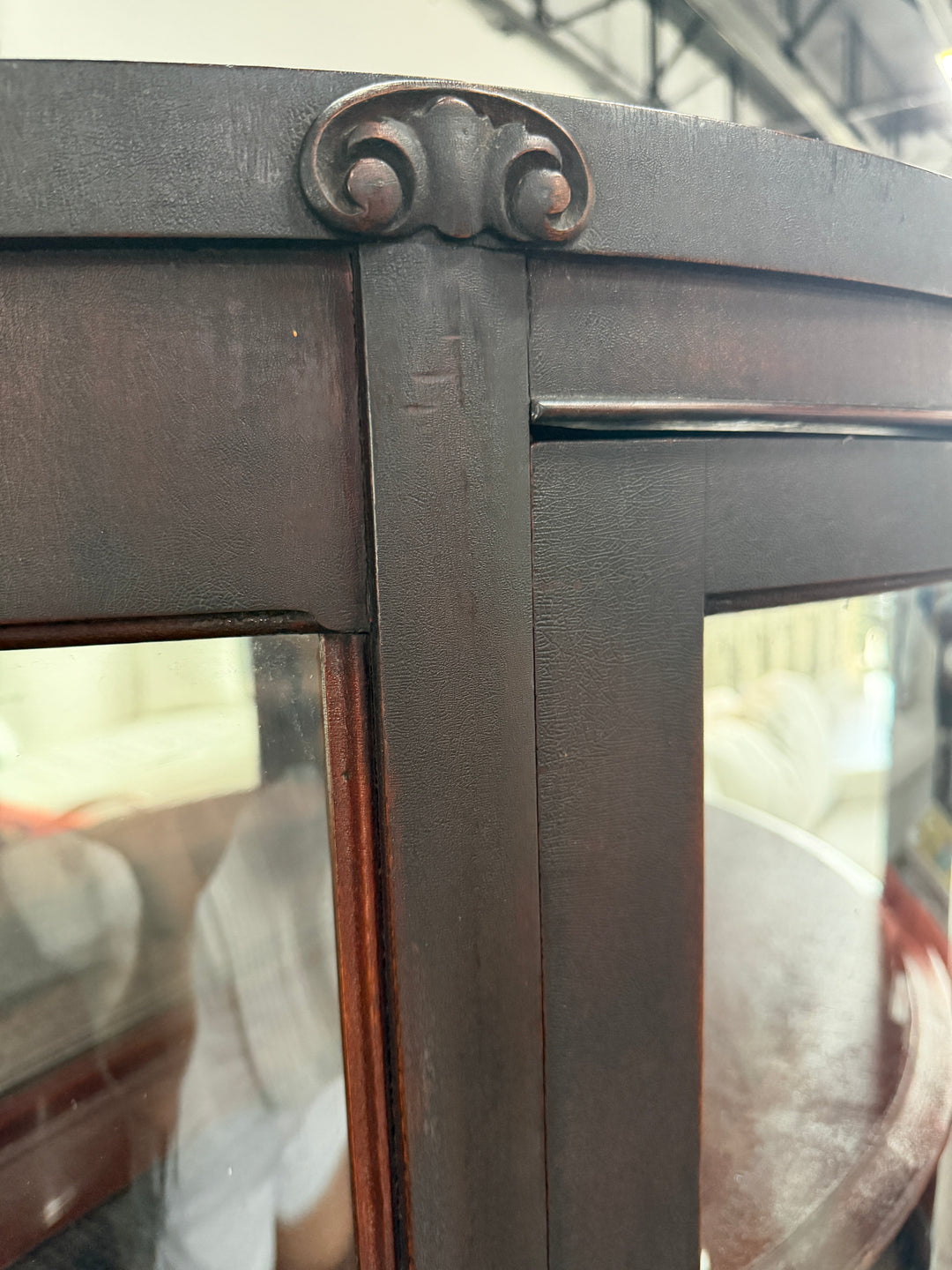 Curved Glass Claw Foot China Cabinet (Missing Key)