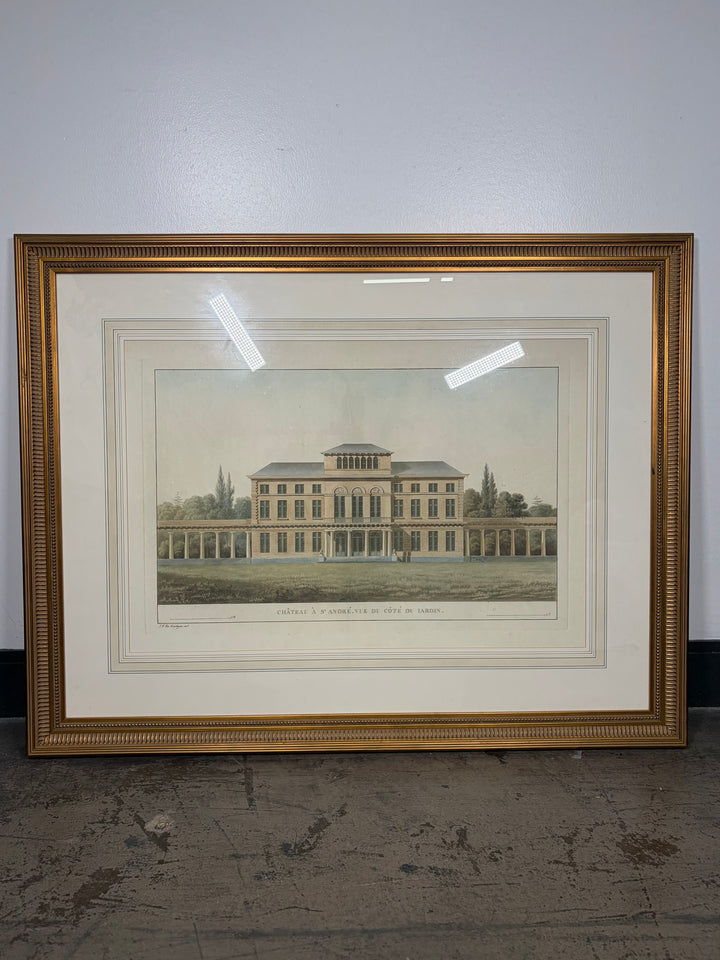 Framed Architectural Print – Château à St. André, Vue du Côté du Jardin