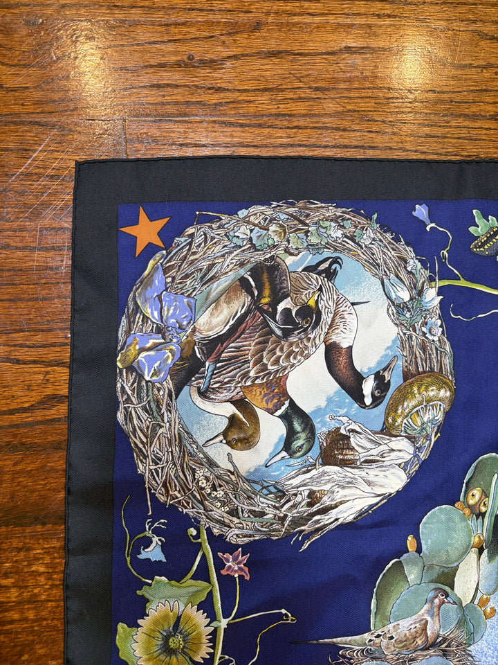 RARE Vintage HERMÈS “Faune Et Flora du Texas” Silk Scarf 90 (Comes with box)