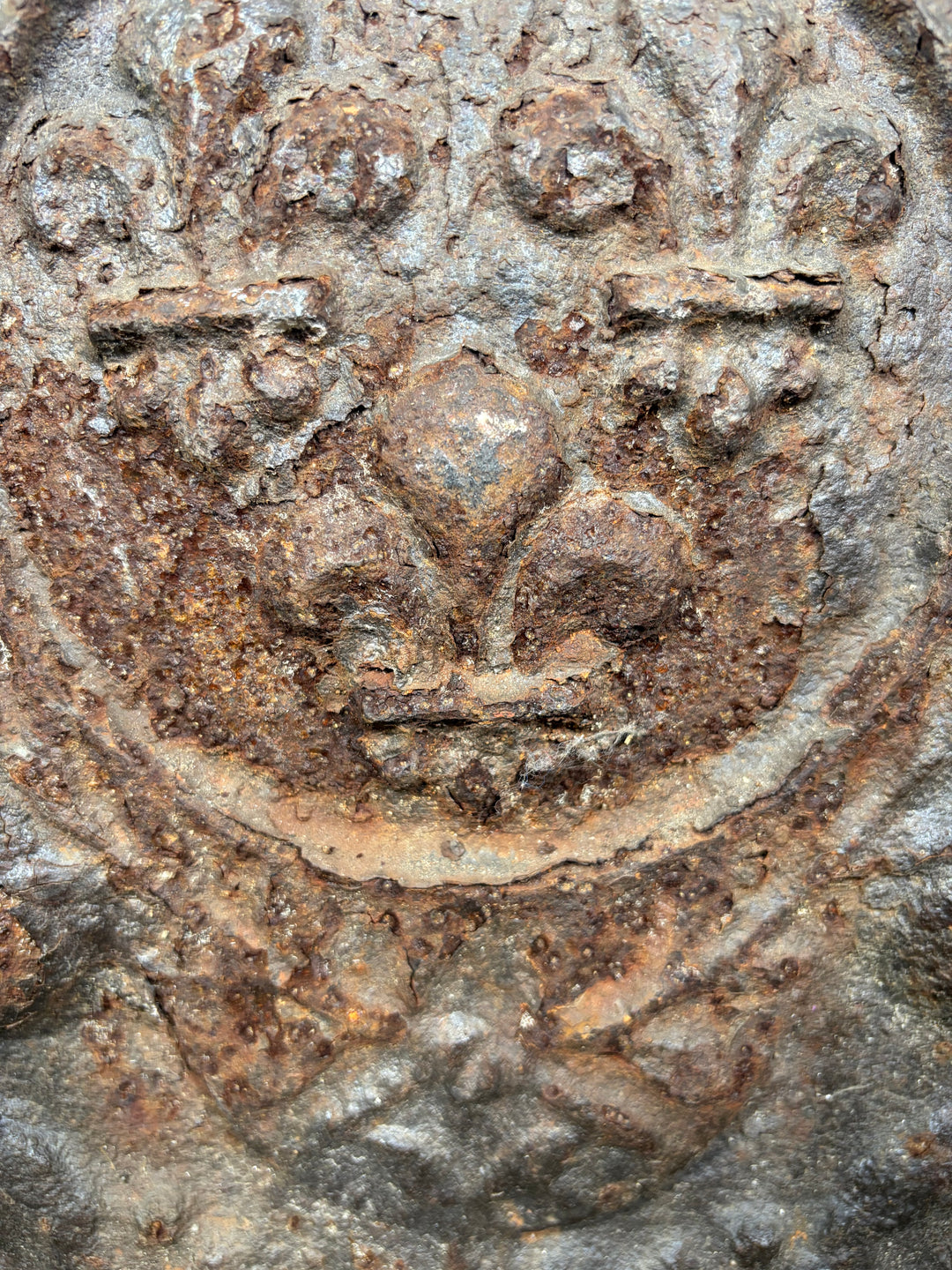 Cast Iron Fireback with Crown and Coat of Arms Relief