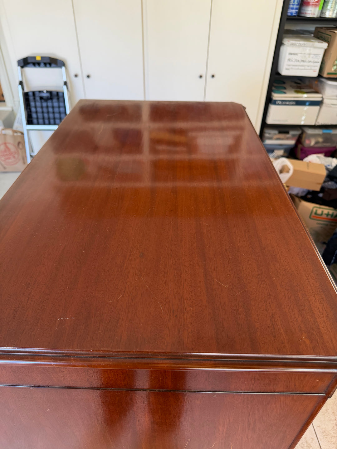 19th Century Hand-Painted Satin Wood Secretary Desk and Dresser