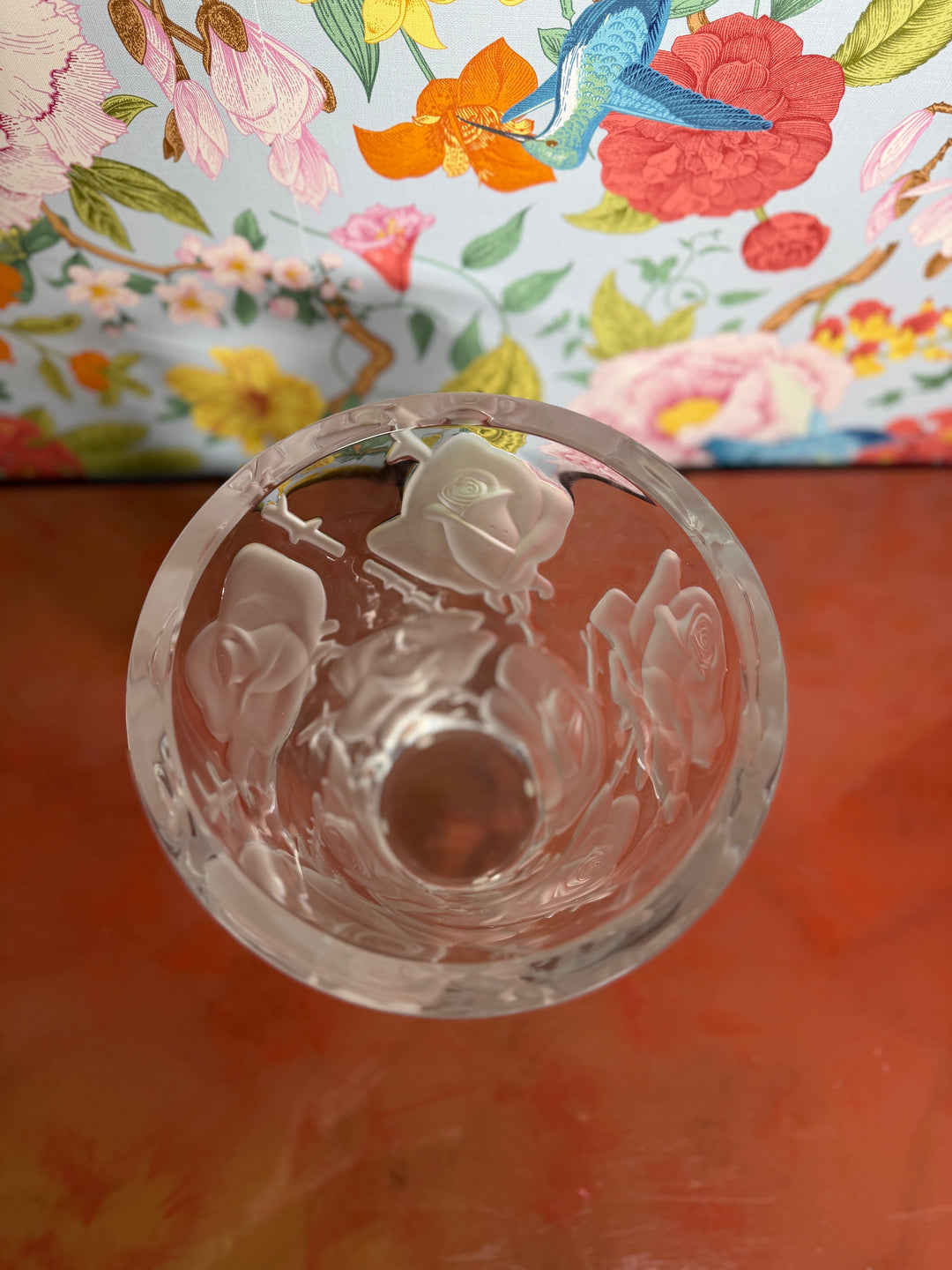 Lalique Ispahan Rose Crystal Vase