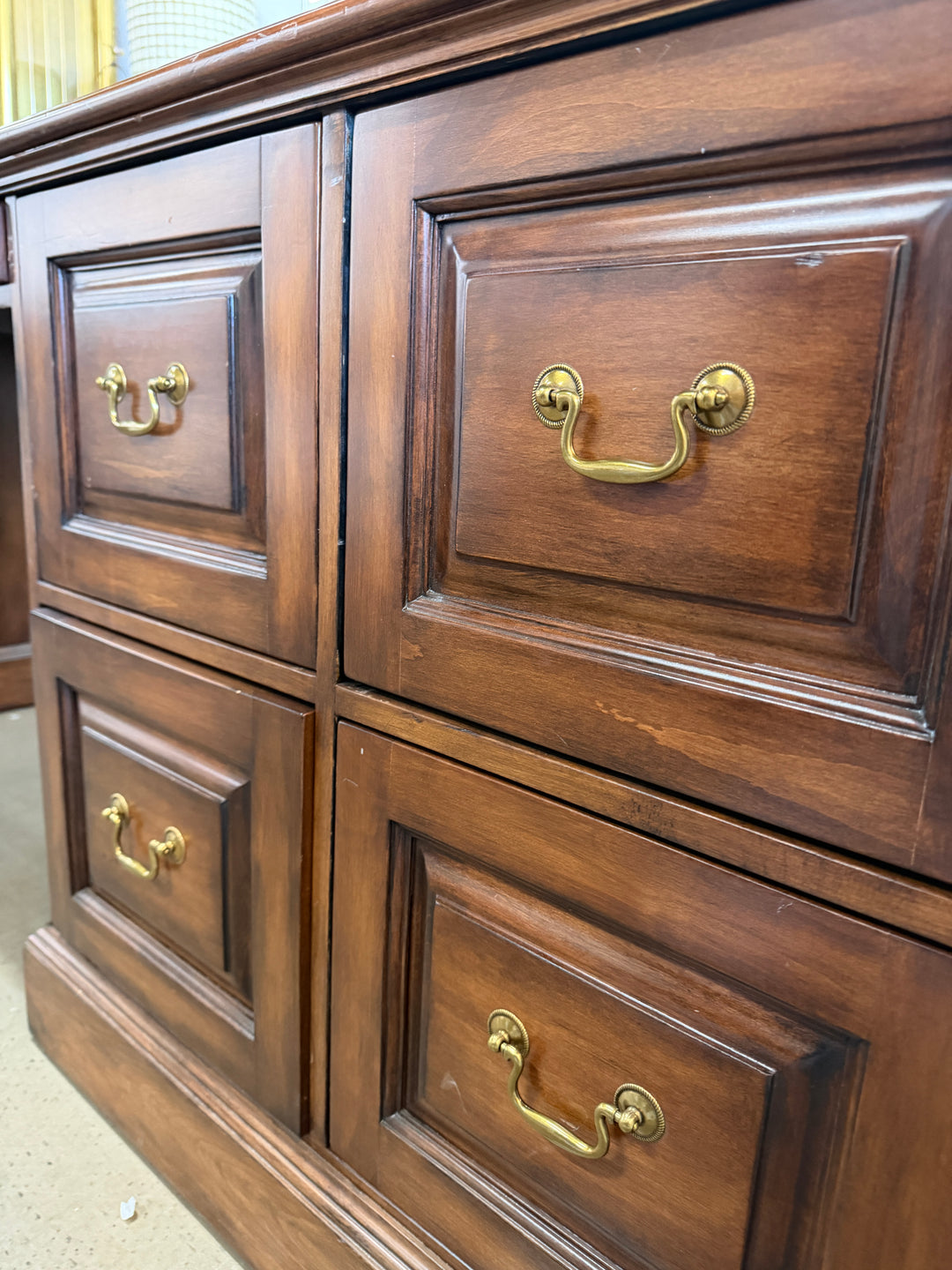 Vintage Wooden Desk with 8 Drawers