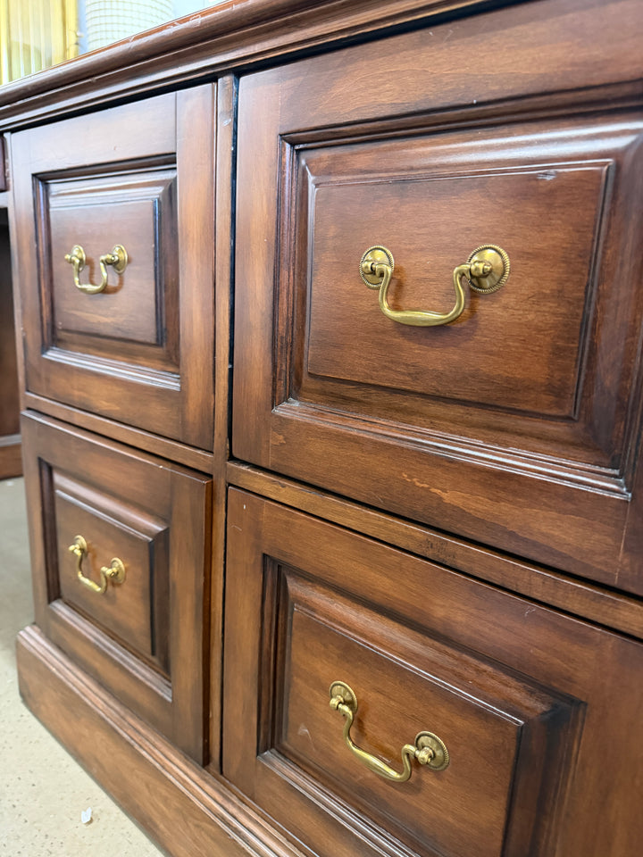 Vintage Wooden Desk with 8 Drawers