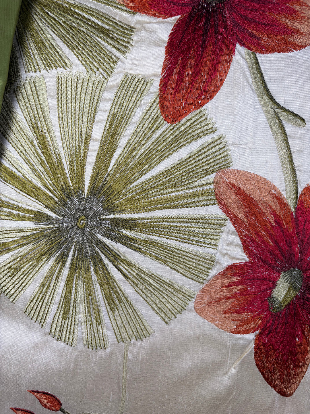 Pair of Embroidered Floral Decorative Throw Pillows