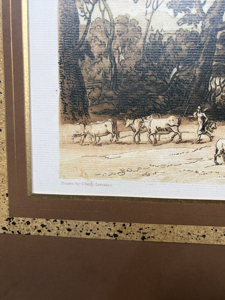 Framed Landscape Engraving After Claude Lorraine