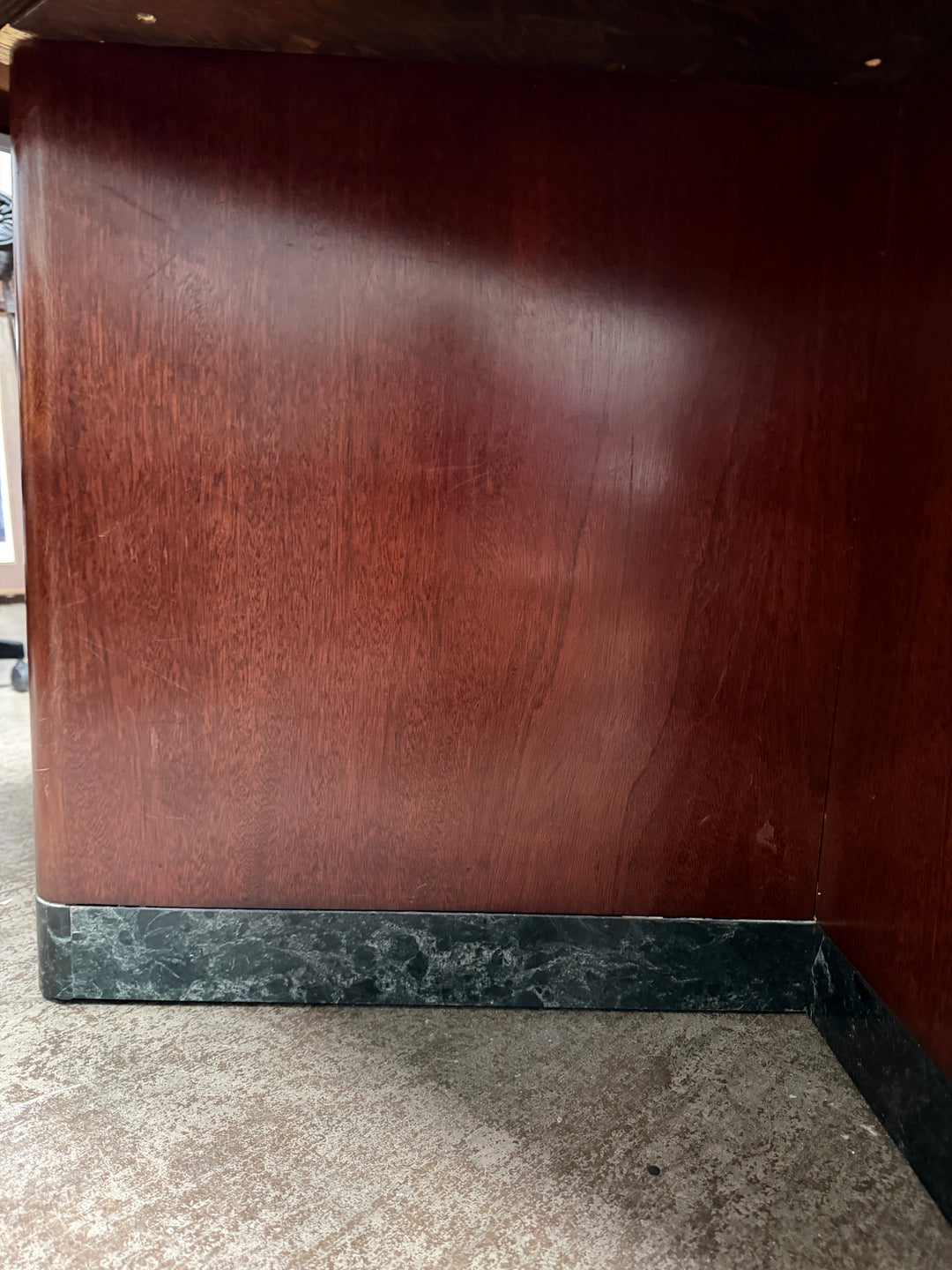 Verde Marble Table Encased in Mahogany Wood