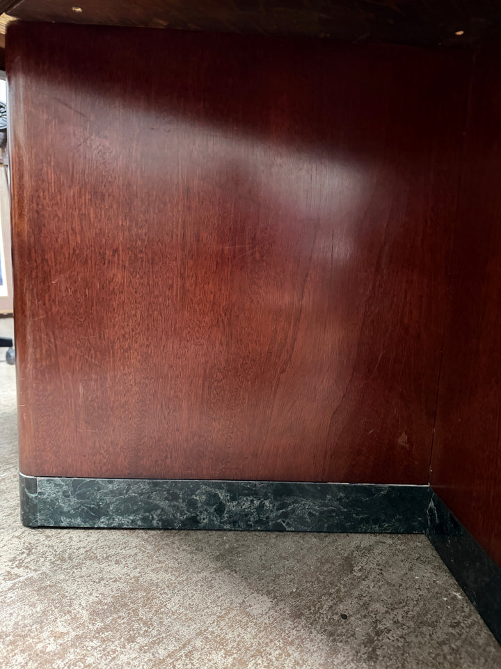 Verde Marble Table Encased in Mahogany Wood