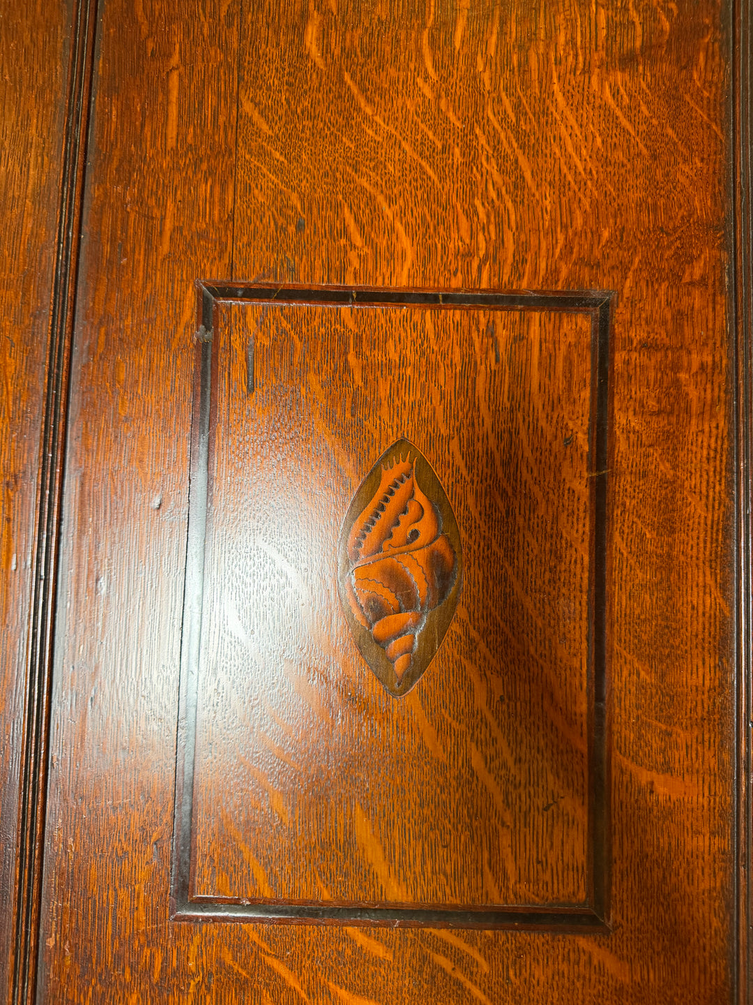 Georgian Oak Mahogany Inlaid Wall Hanging Corner Cupboard