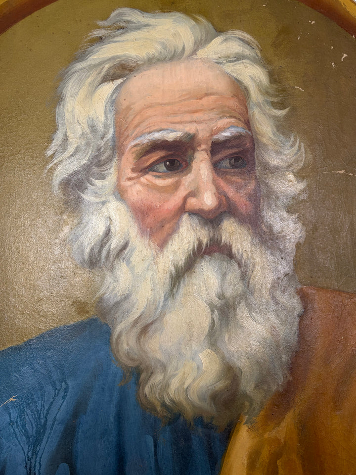 Round Tondo Oil Portrait of a Bearded Elder