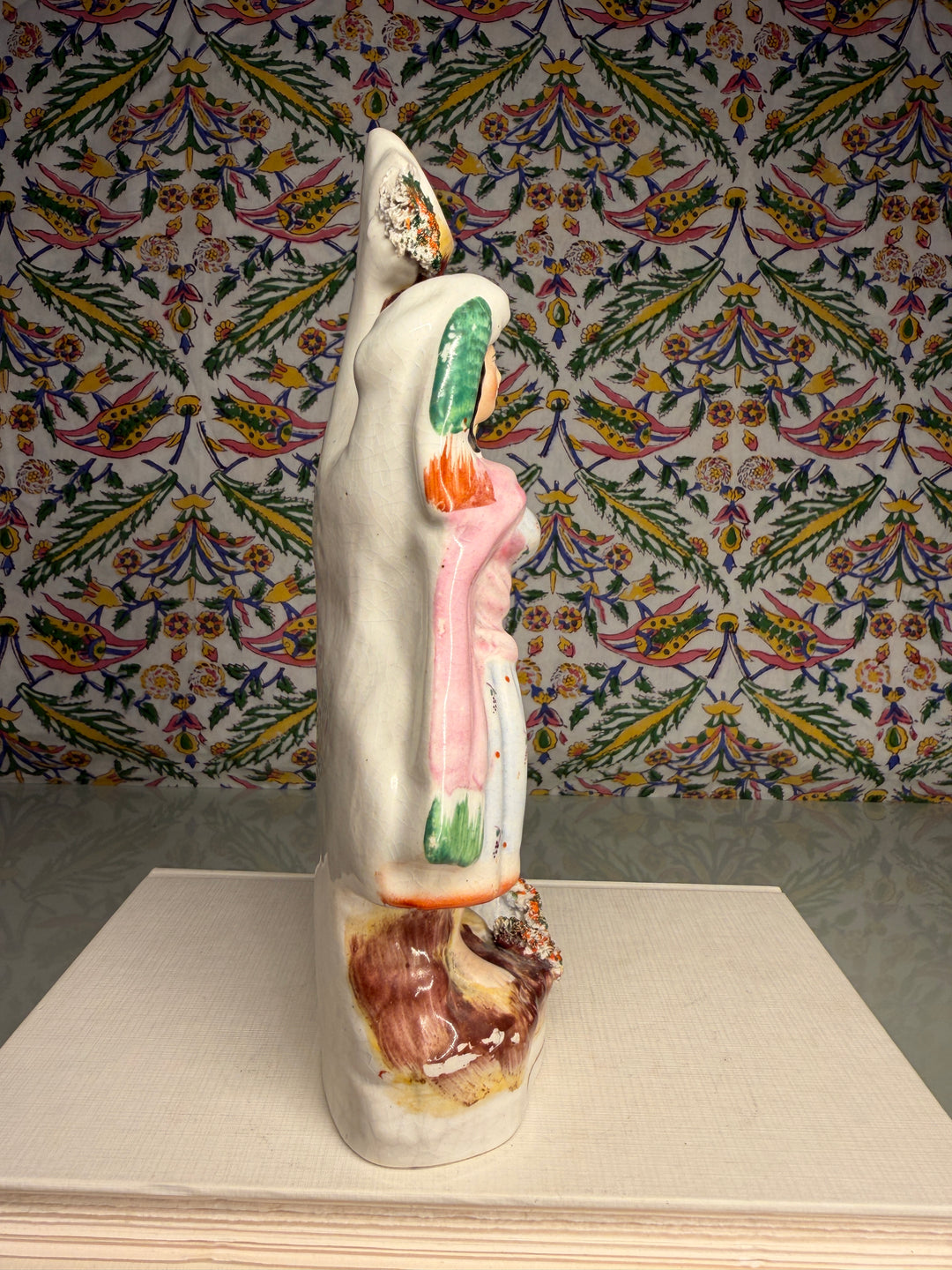 Staffordshire Pottery Figural Spill Vase with Two Figures