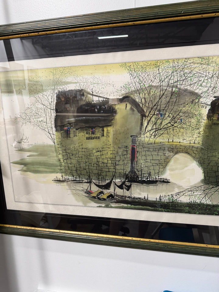 Landscape with Boats on a River, Attributed to Vivienne Lee