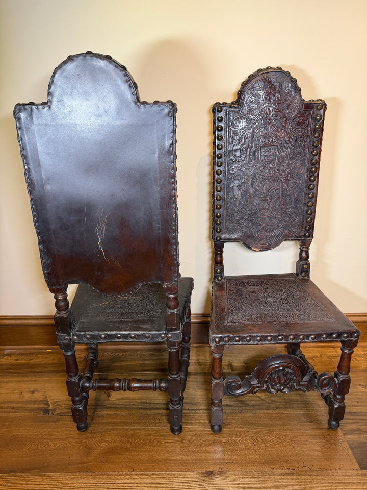 Portuguese Hand Tooled Leather Chairs