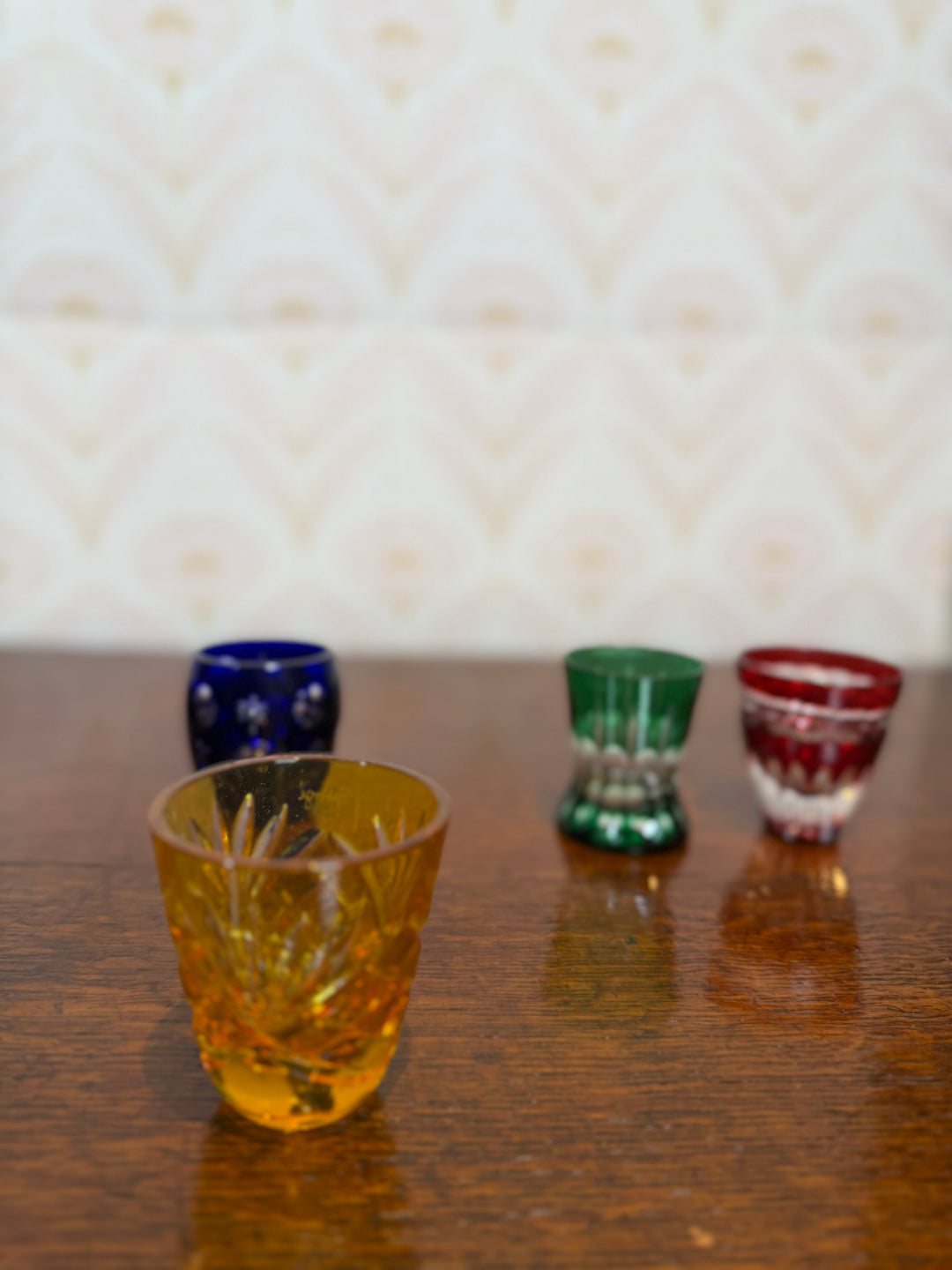Set of 4 Colorful Fabergé Shot Glasses