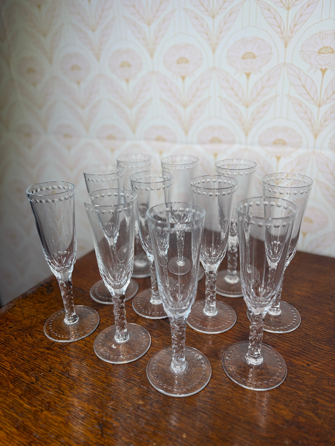 Set of 11 William Yeoward Champagne Flutes