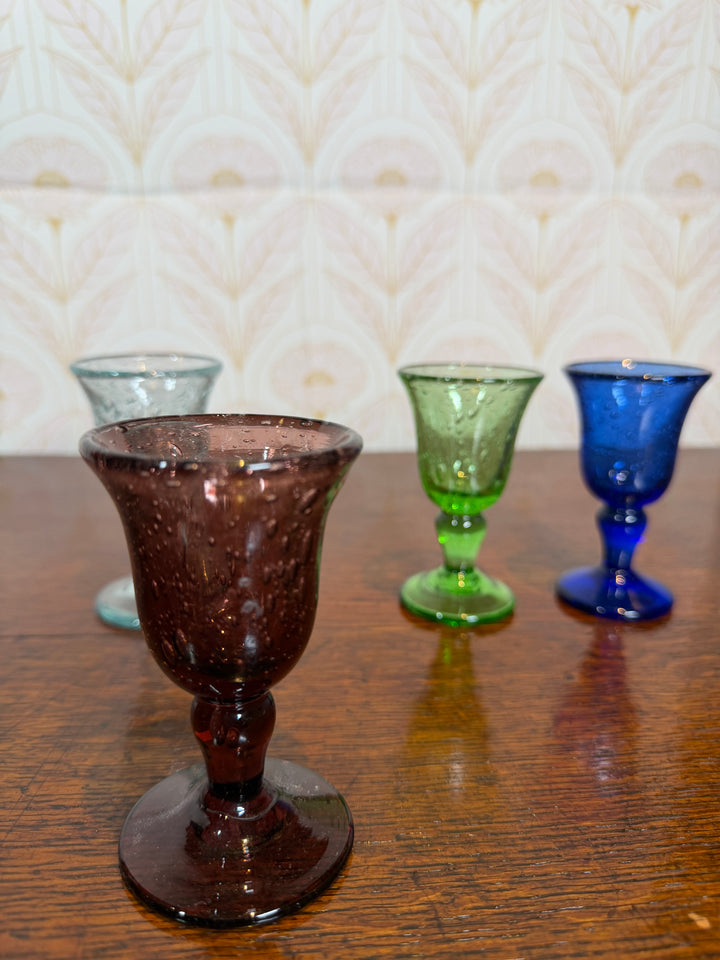 Set of 4 Multi-Colored Hand Blown Glasses