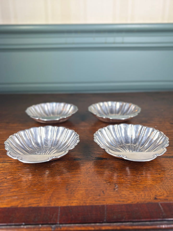 Set of 4 Small Sterling Shell Dishes