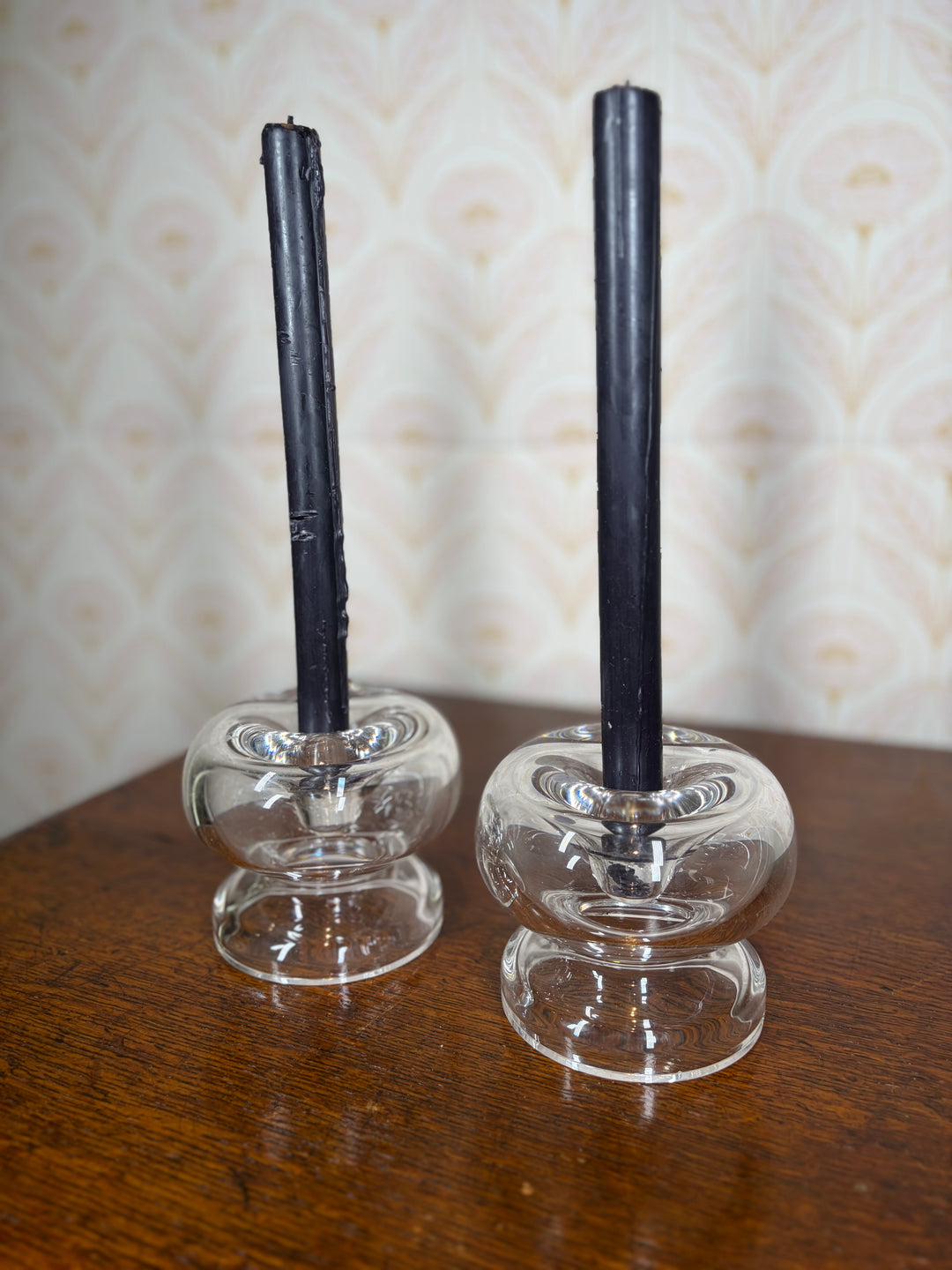 Unmarked Crystal Candlestick Holders