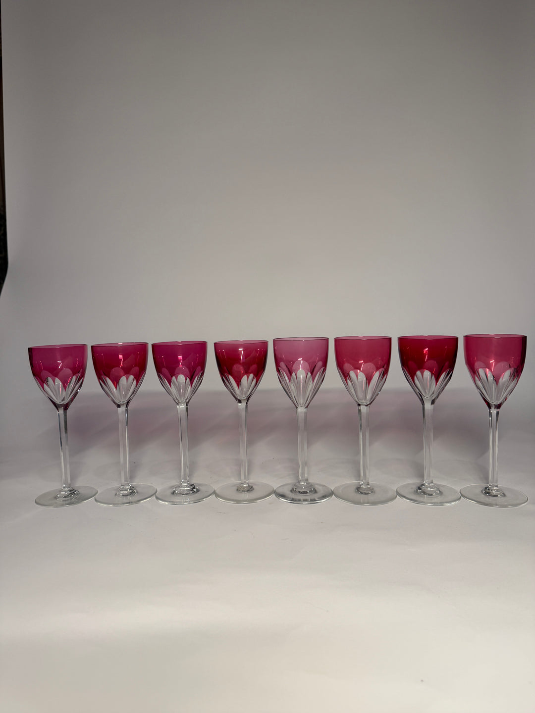 8 Baccarat Harcourt Genova Ruby Crystal Glasses