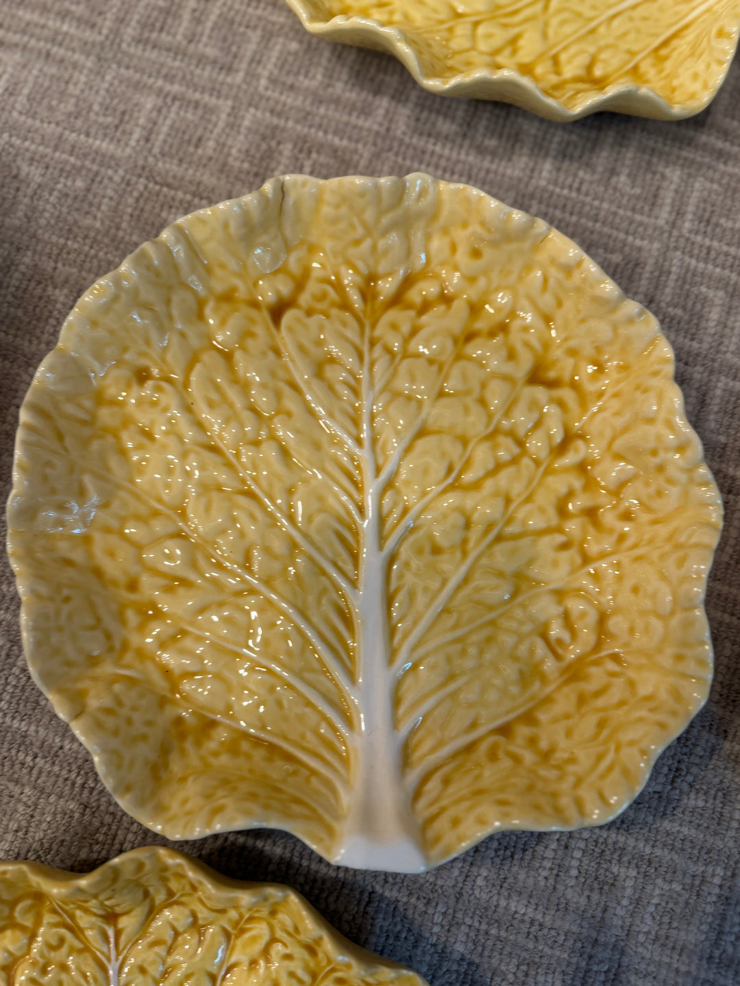 Vintage Bordallo Pinheiro Yellow Cabbage Salad Plates (Set of 10)