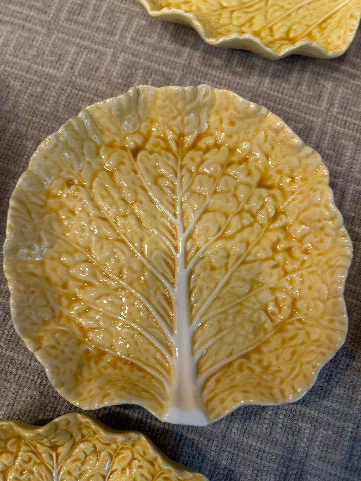 Vintage Bordallo Pinheiro Yellow Cabbage Salad Plates (Set of 10)