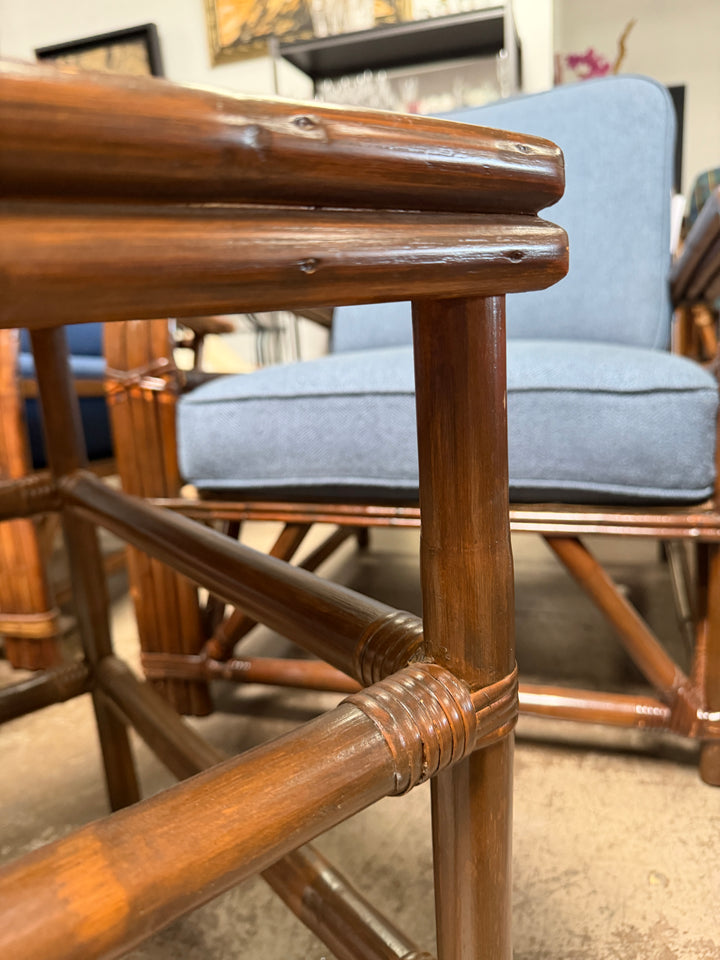 Set of 2 Vintage Rattan and Bamboo Tables