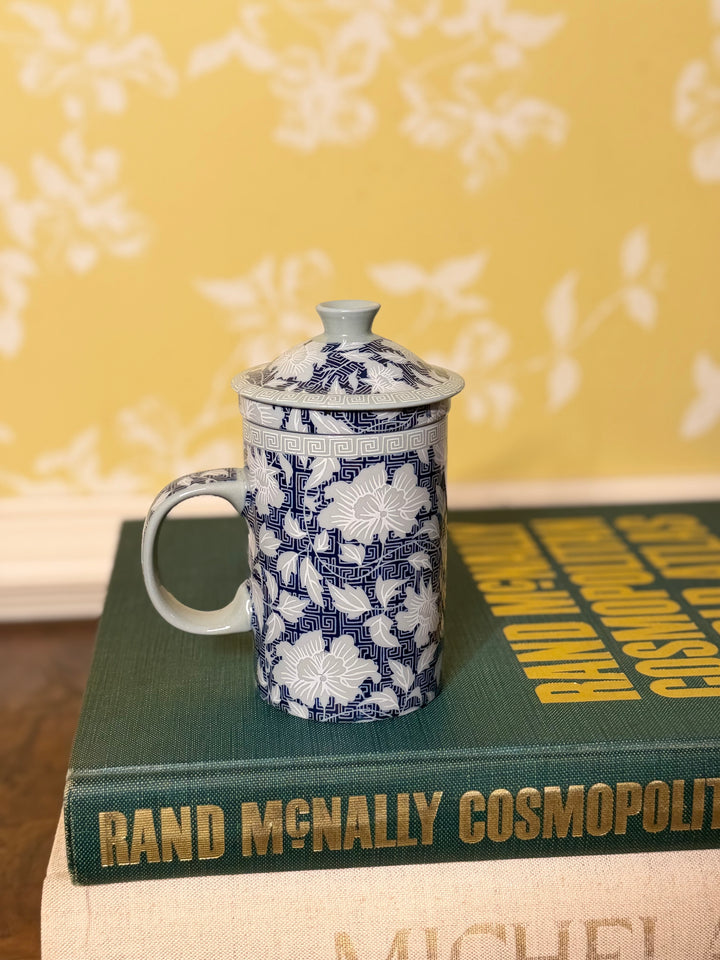 Blue Hand Painted Tea Cup Mug
