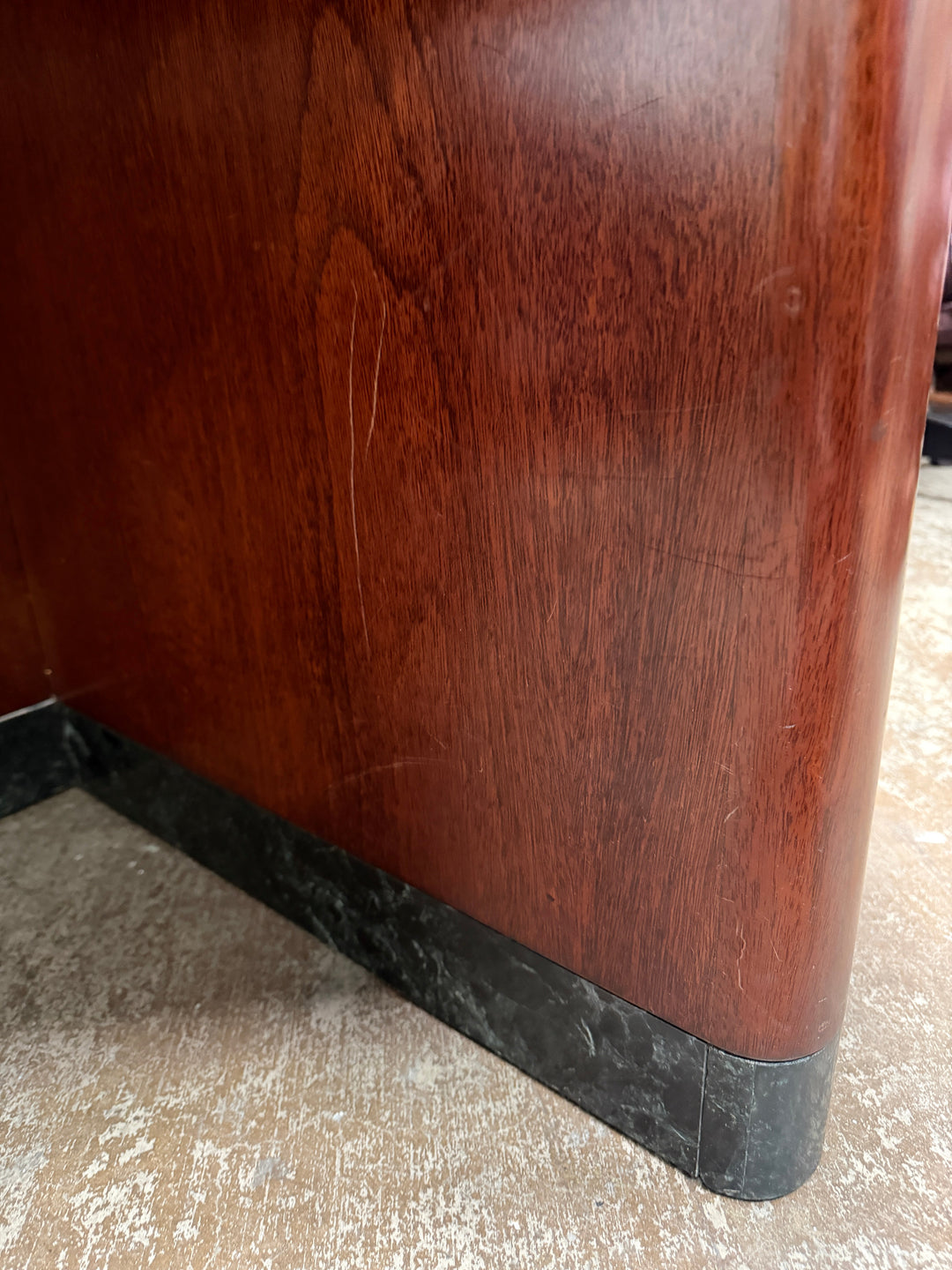 Verde Marble Table Encased in Mahogany Wood