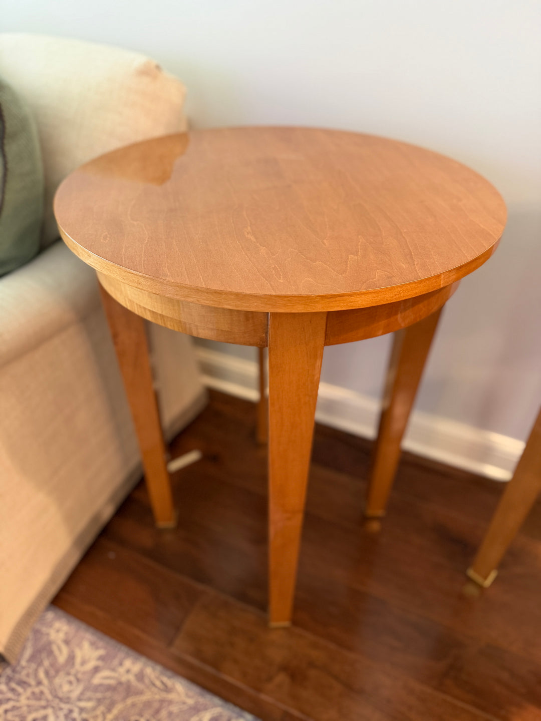 Pair of Round Cherrywood Side Tables