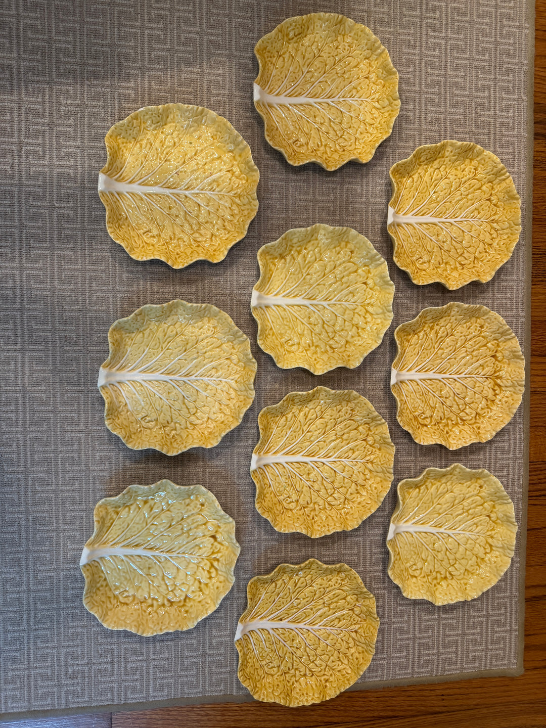 Vintage Bordallo Pinheiro Yellow Cabbage Salad Plates (Set of 10)