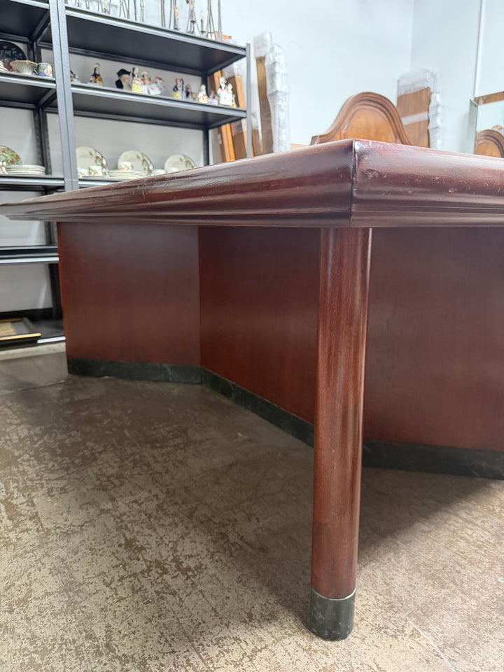 Verde Marble Table Encased in Mahogany Wood