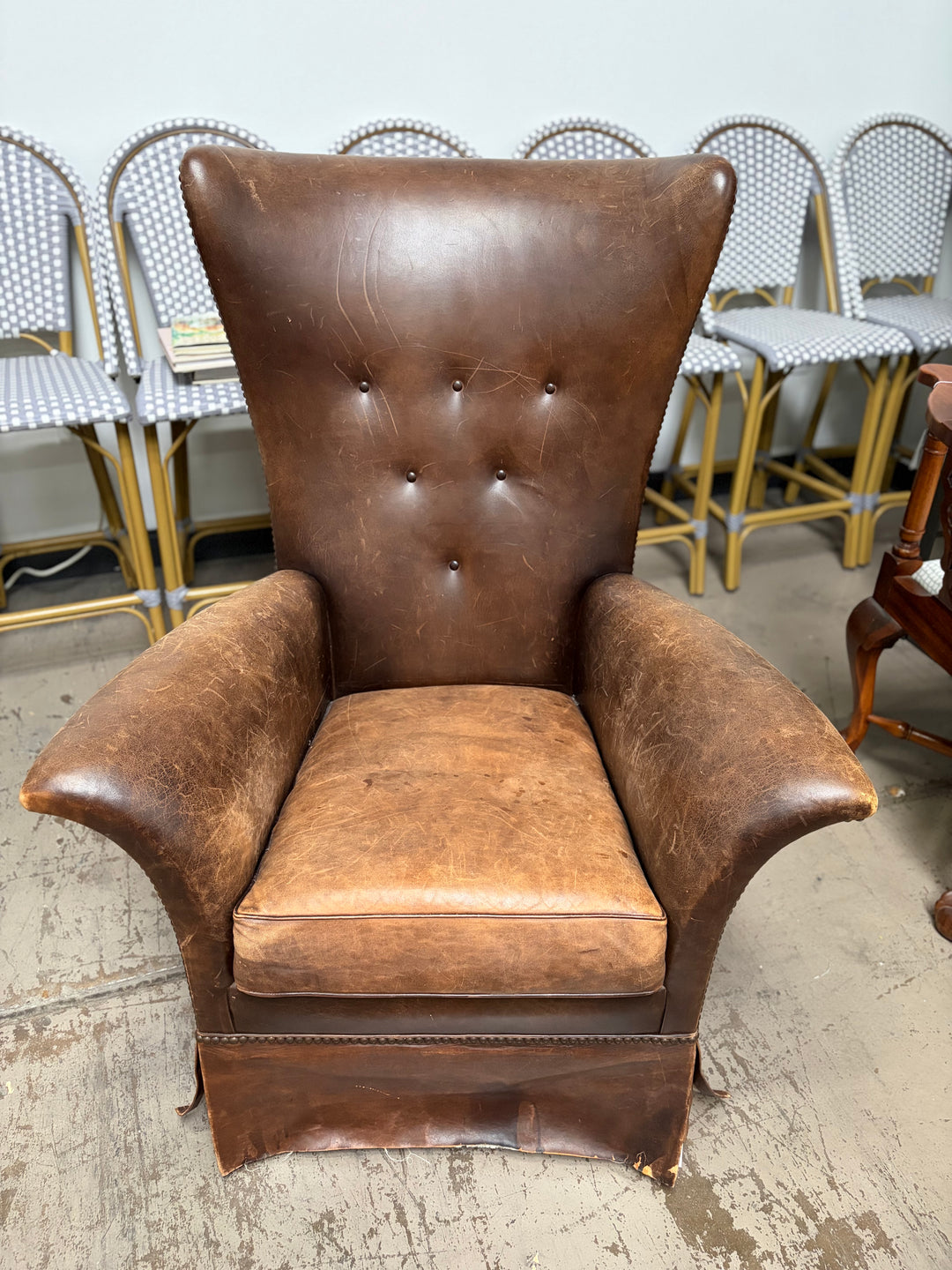 Vintage Leather Wingback Chair