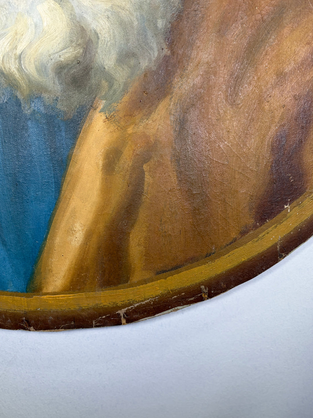 Round Tondo Oil Portrait of a Bearded Elder