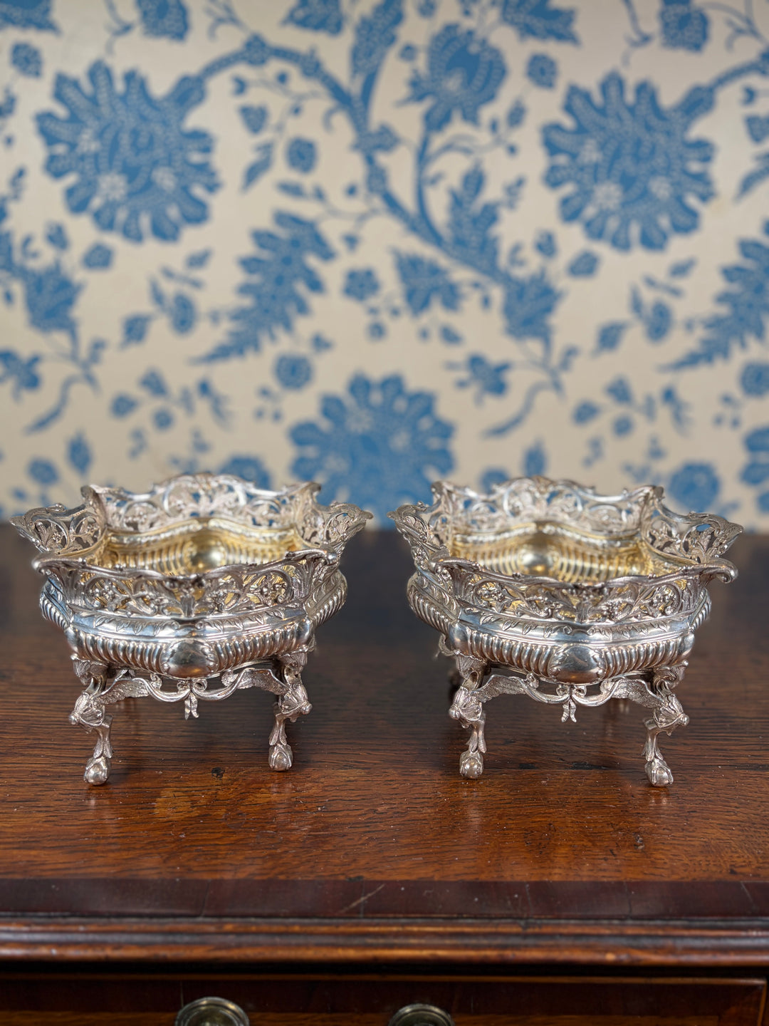 Pair of Antique Silver Plated Footed Bowls