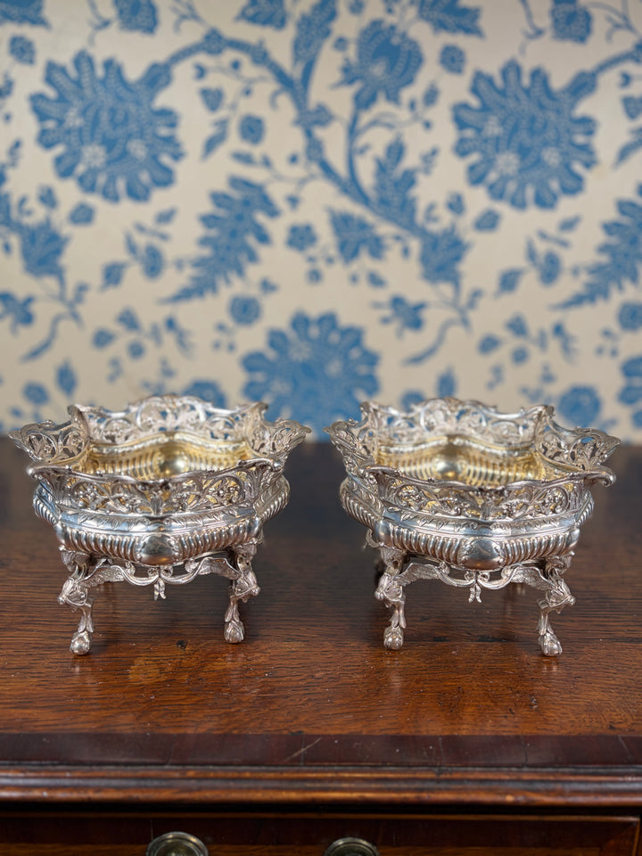Pair of Antique Silver Plated Footed Bowls